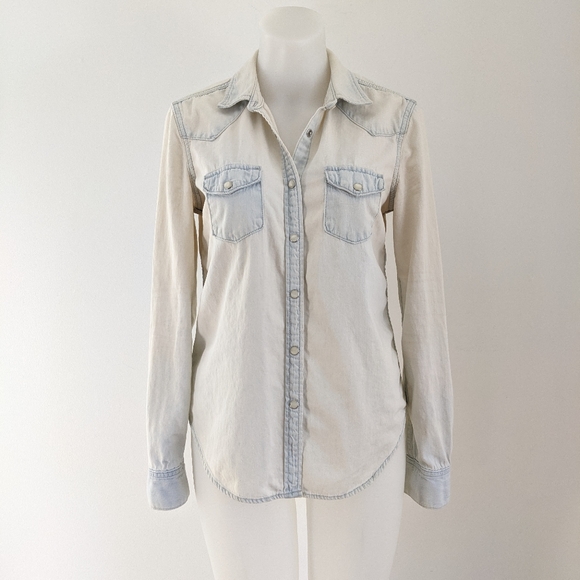 GAP Bleached Denim Shirt, XS - Picture 1 of 9